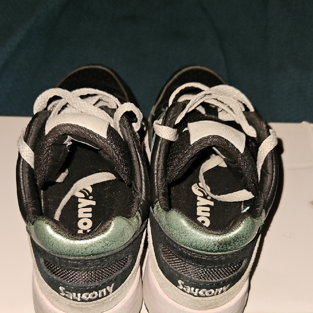 Saucony All Leather Black Teal And Grey Athletic Shoes - Picture 3 of 6